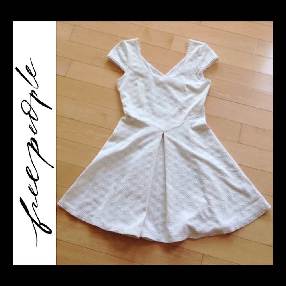 Free People Cross Back Skater Dress Cream XS